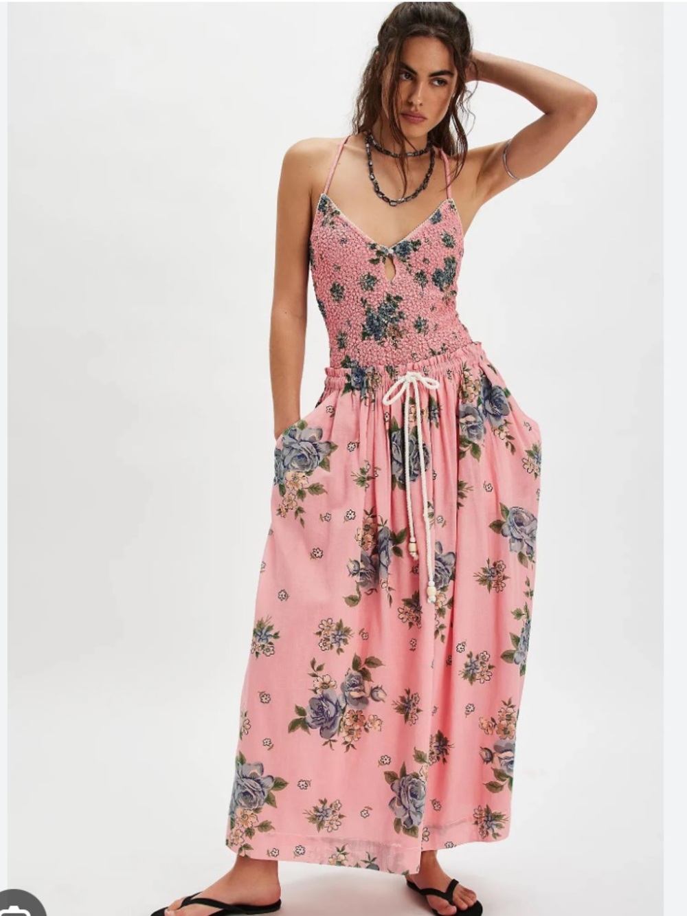 FREE PEOPLE Seaside Rose Set Bodysuit & Maxi Skirt NWT Pink Floral